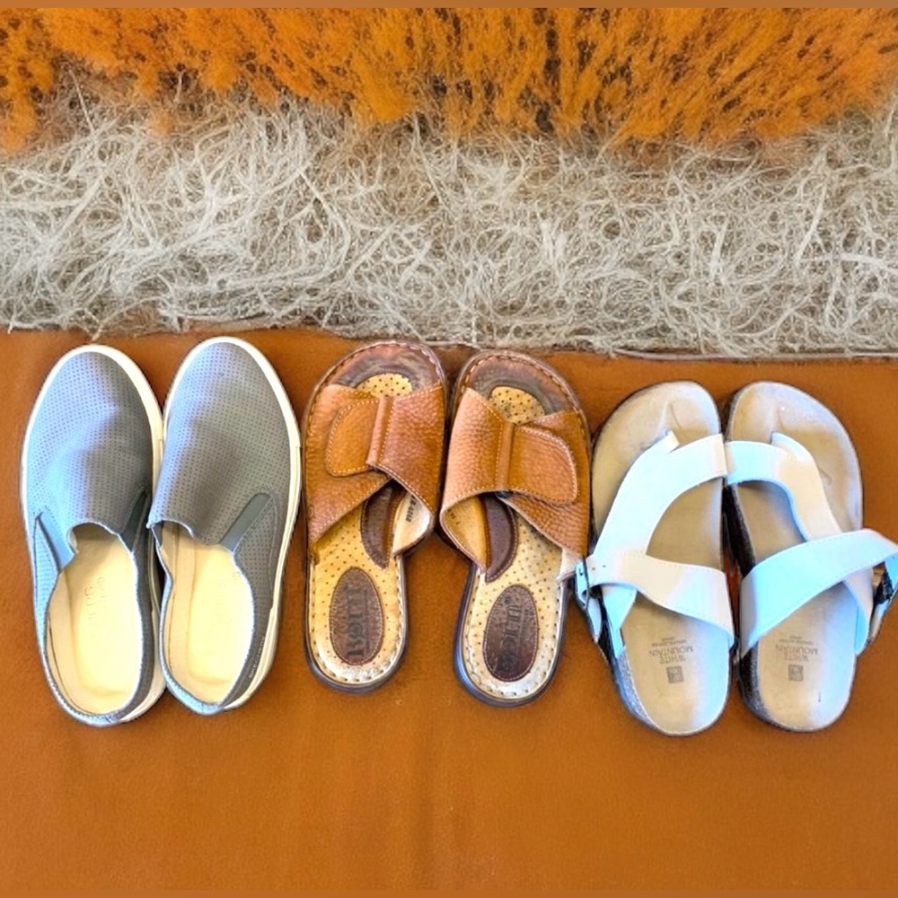 women shoes size 7 Sketcher,Born And White Mountain Sandals Summer Spring Lot 3